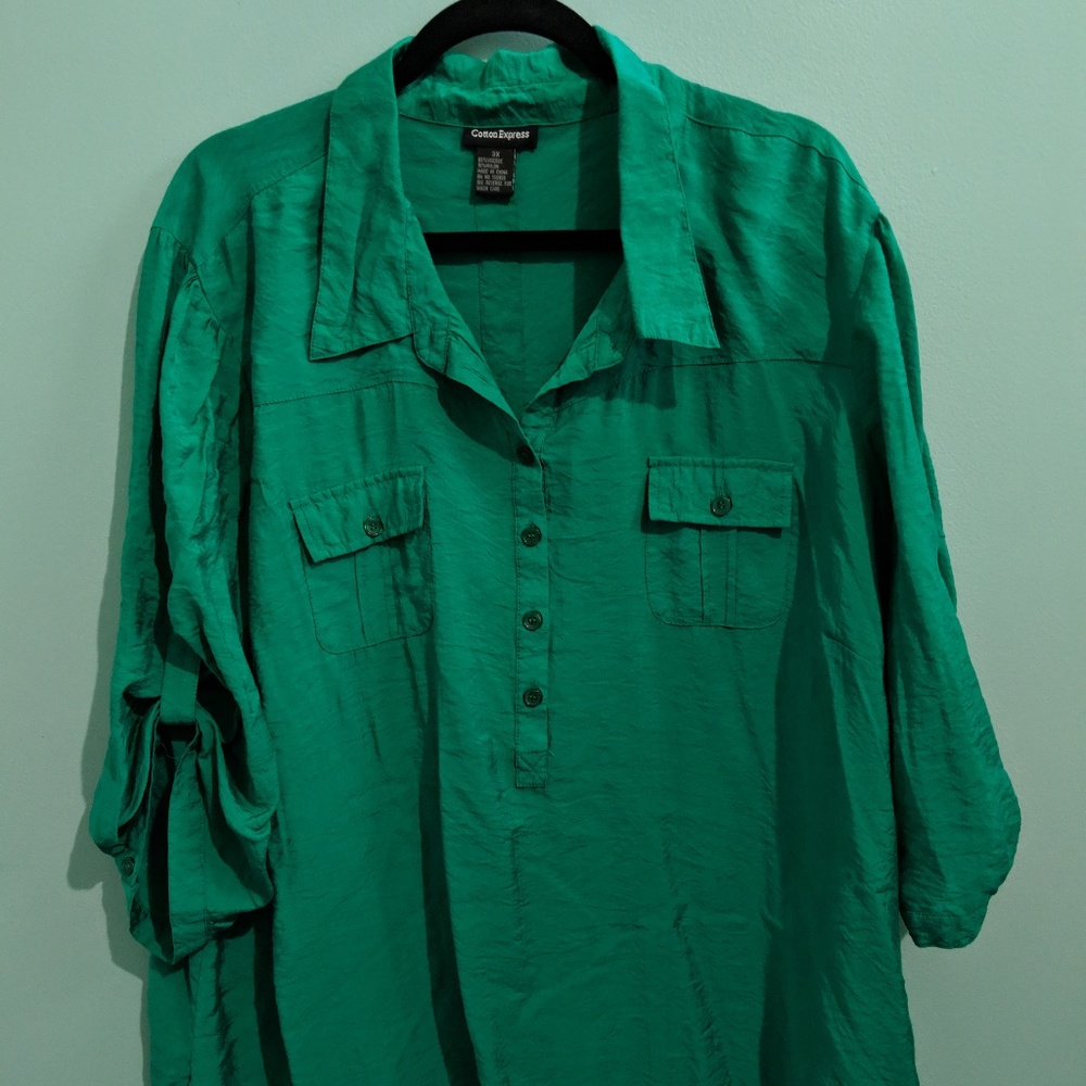 Christmas Green Tunic Top - Sz. 3X EUC